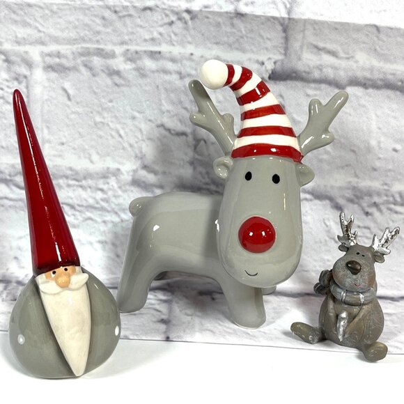 Europe Germany Christmas Market Holiday Ornament Décor Ceramic Santa Reindeer - Picture 1 of 16